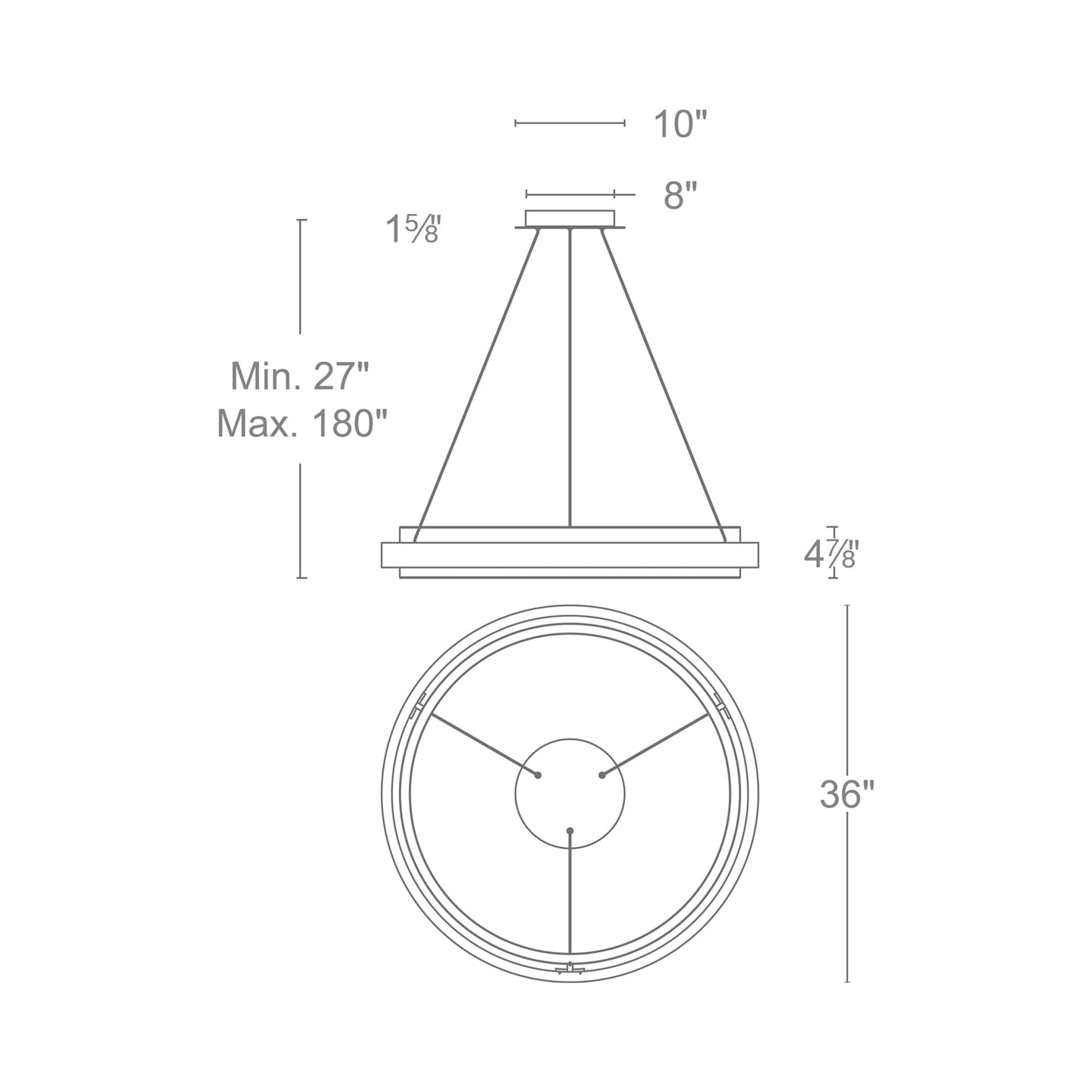 Delaney LED Chandelier - line drawing.