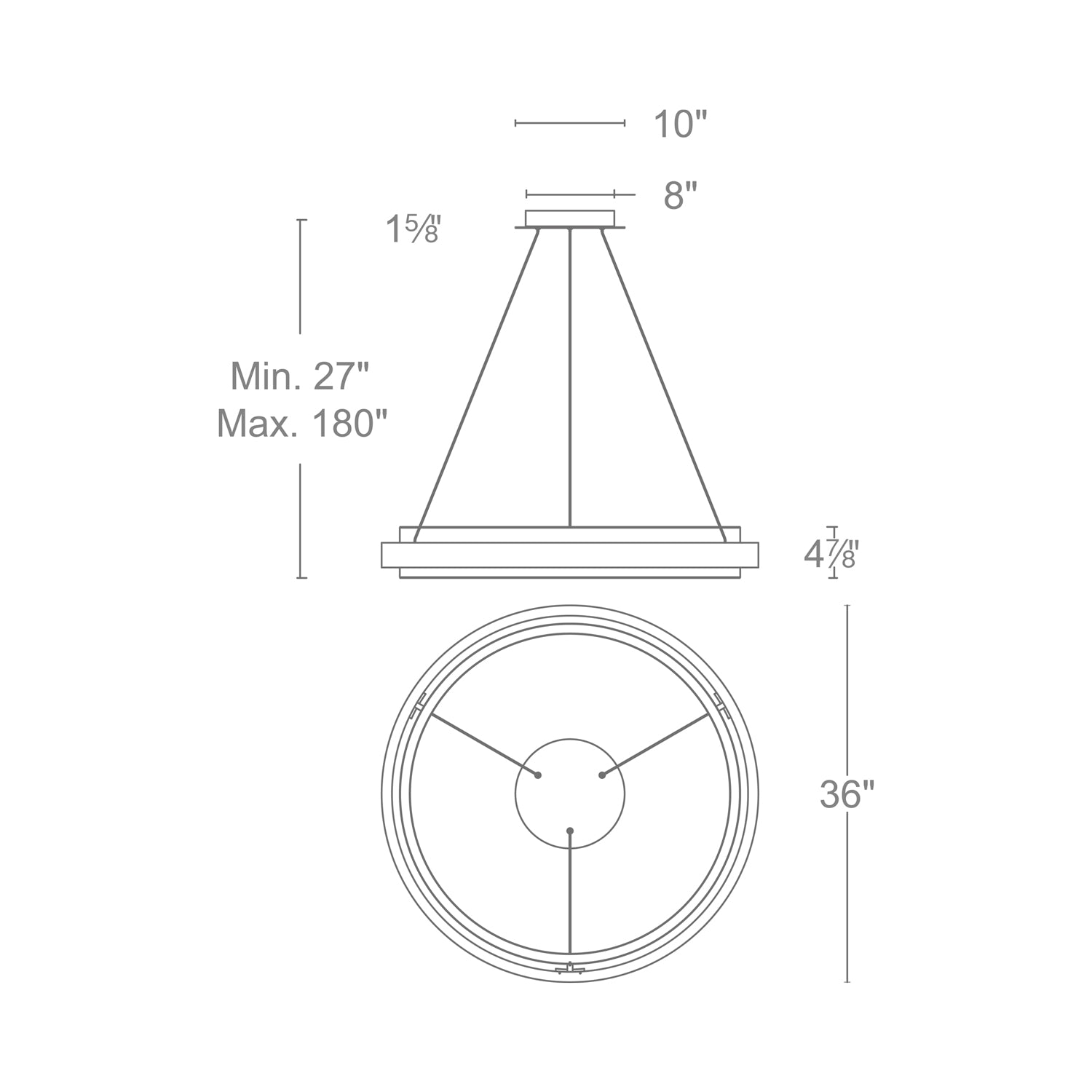 Delaney LED Chandelier - line drawing.