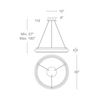 Delaney LED Chandelier - line drawing.