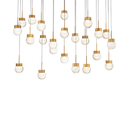 Double Bubble LED Linear Multi Pendant Light in Aged Brass (23-Light).