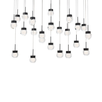 Double Bubble LED Linear Multi Pendant Light in Black (23-Light).