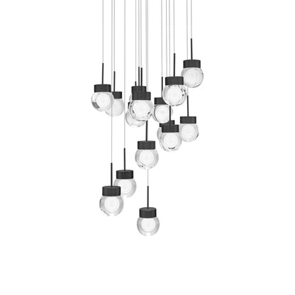 Double Bubble Round LED Multi Pendant Light in Black (15-Light).