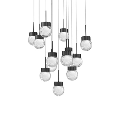 Double Bubble Square LED Multi Pendant Light in Black (13-Light).