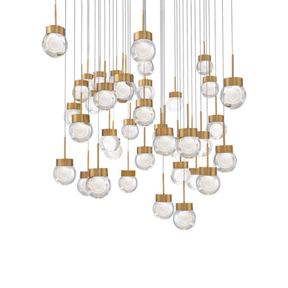 Double Bubble Square LED Multi Pendant Light in Aged Brass (41-Light).