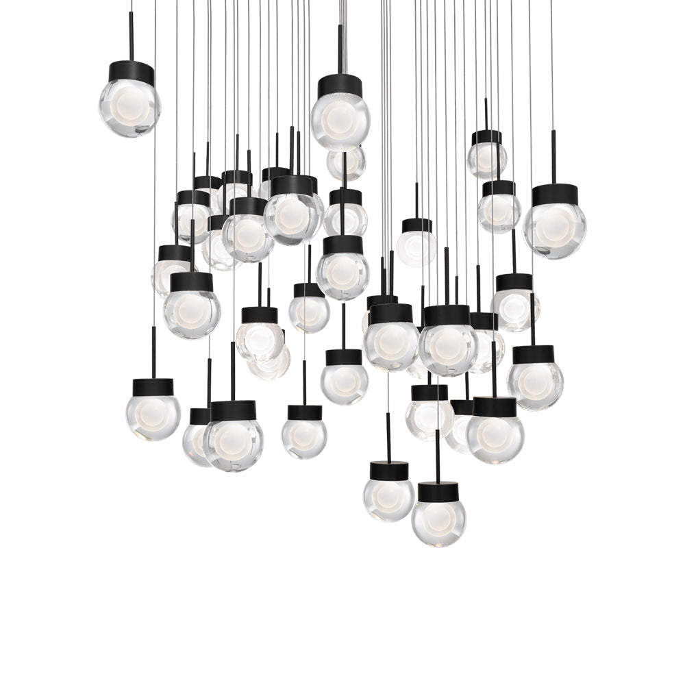 Double Bubble Square LED Multi Pendant Light in Black (41-Light).