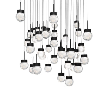 Double Bubble Square LED Multi Pendant Light in Black (41-Light).