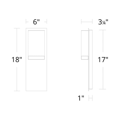 Draped Outdoor LED Wall Light - line drawing.