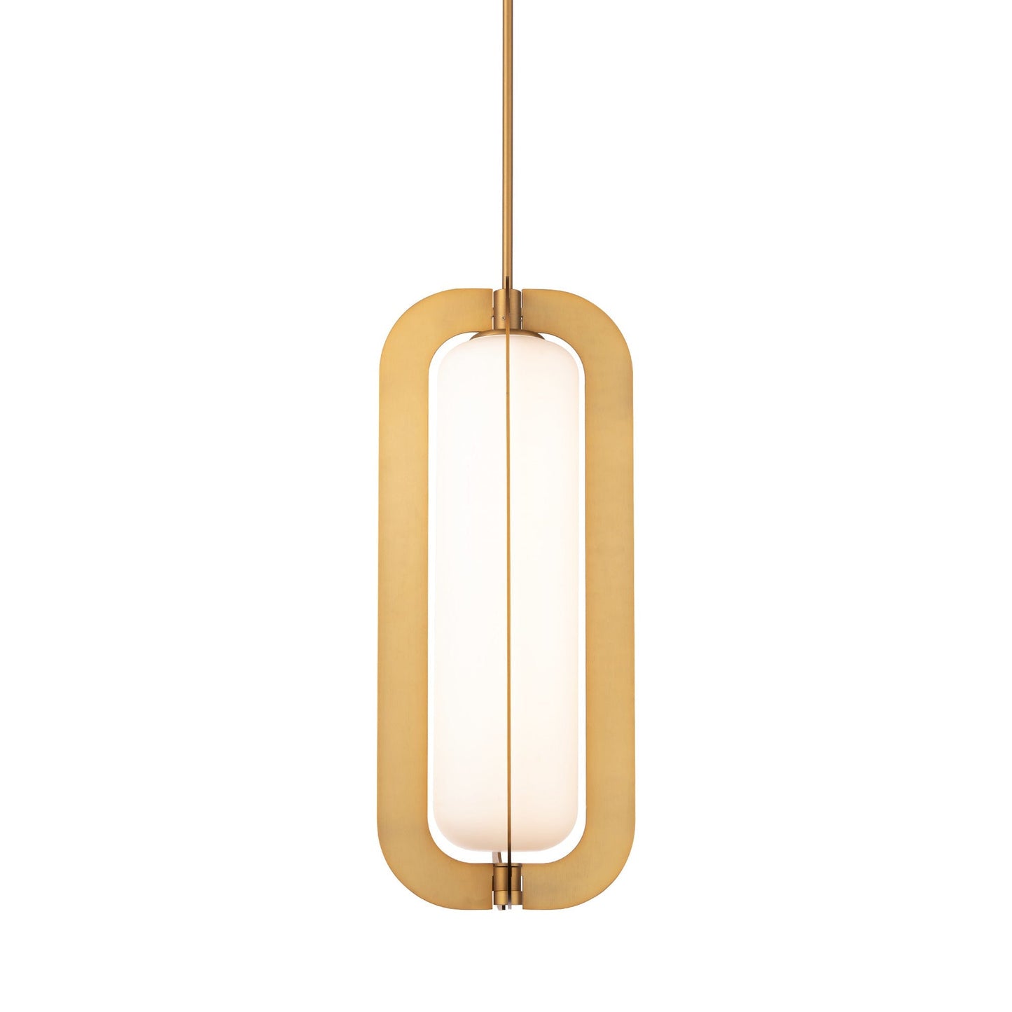 Echelon LED Vertical Pendant Light in Aged Brass.