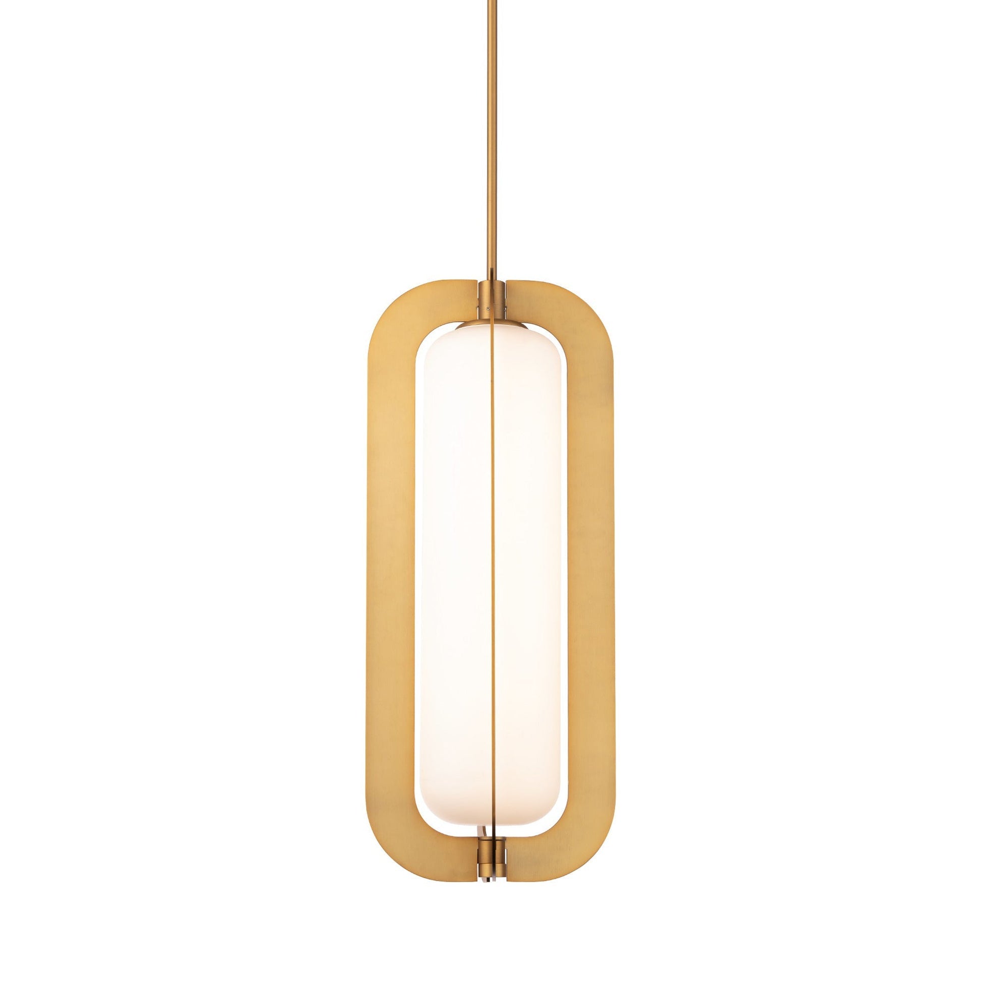 Echelon LED Vertical Pendant Light in Aged Brass.