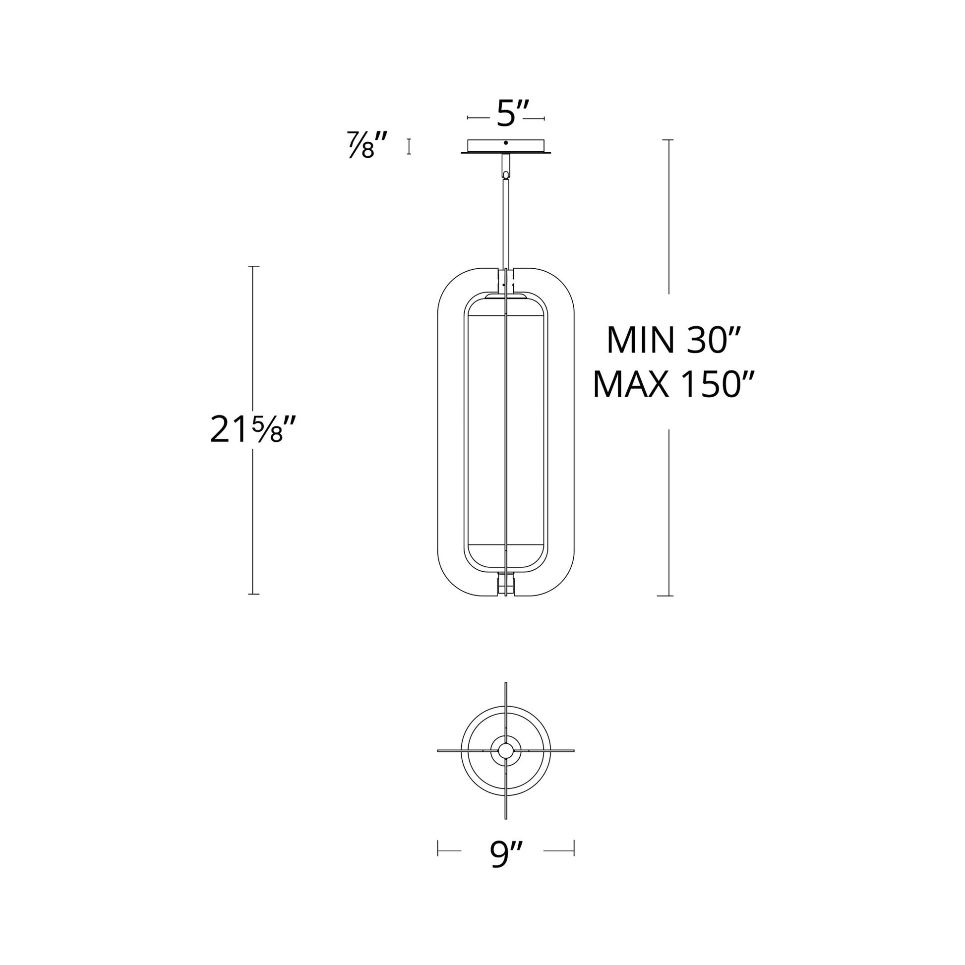Echelon LED Vertical Pendant Light - line drawing.