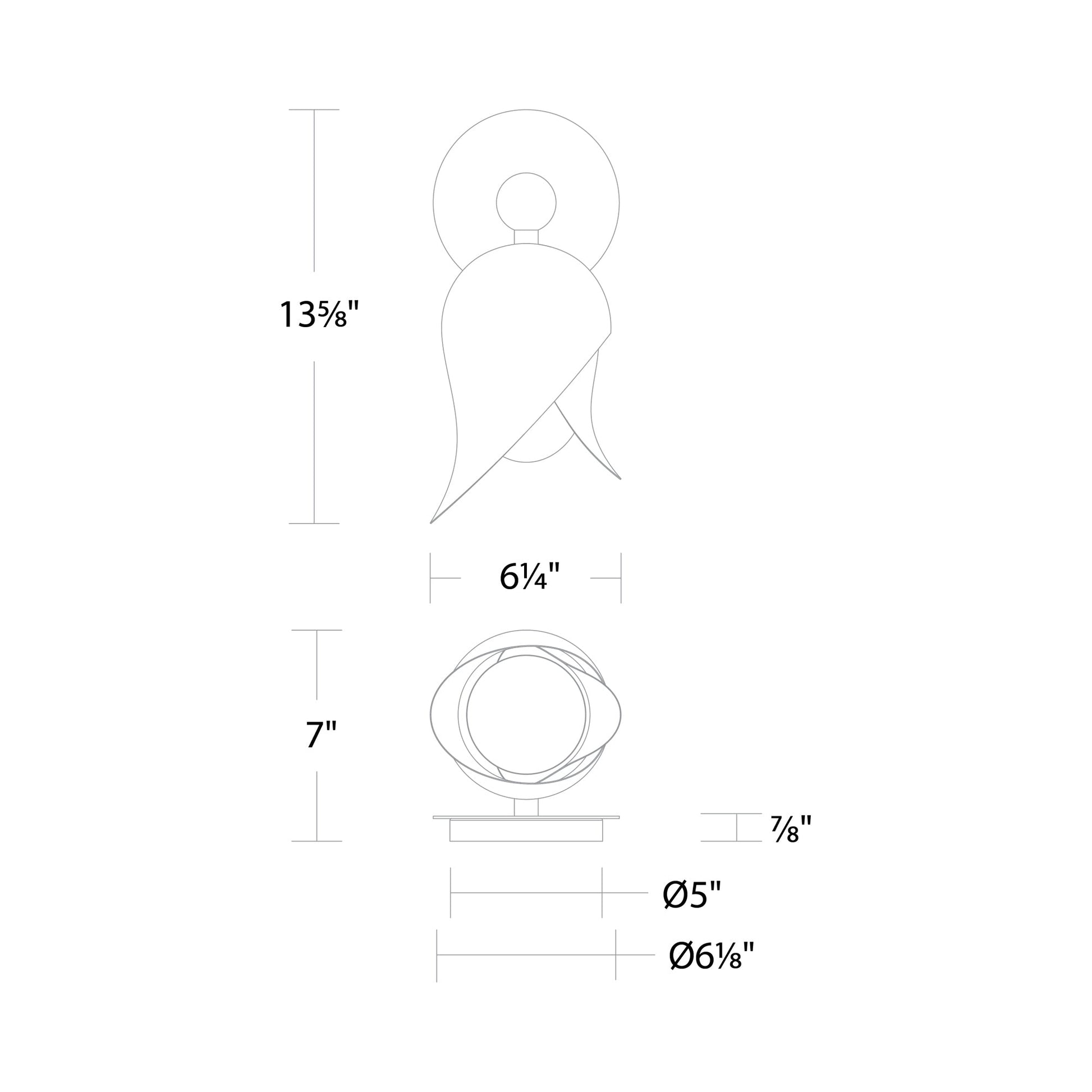 Elixir LED Wall Light - line drawing.