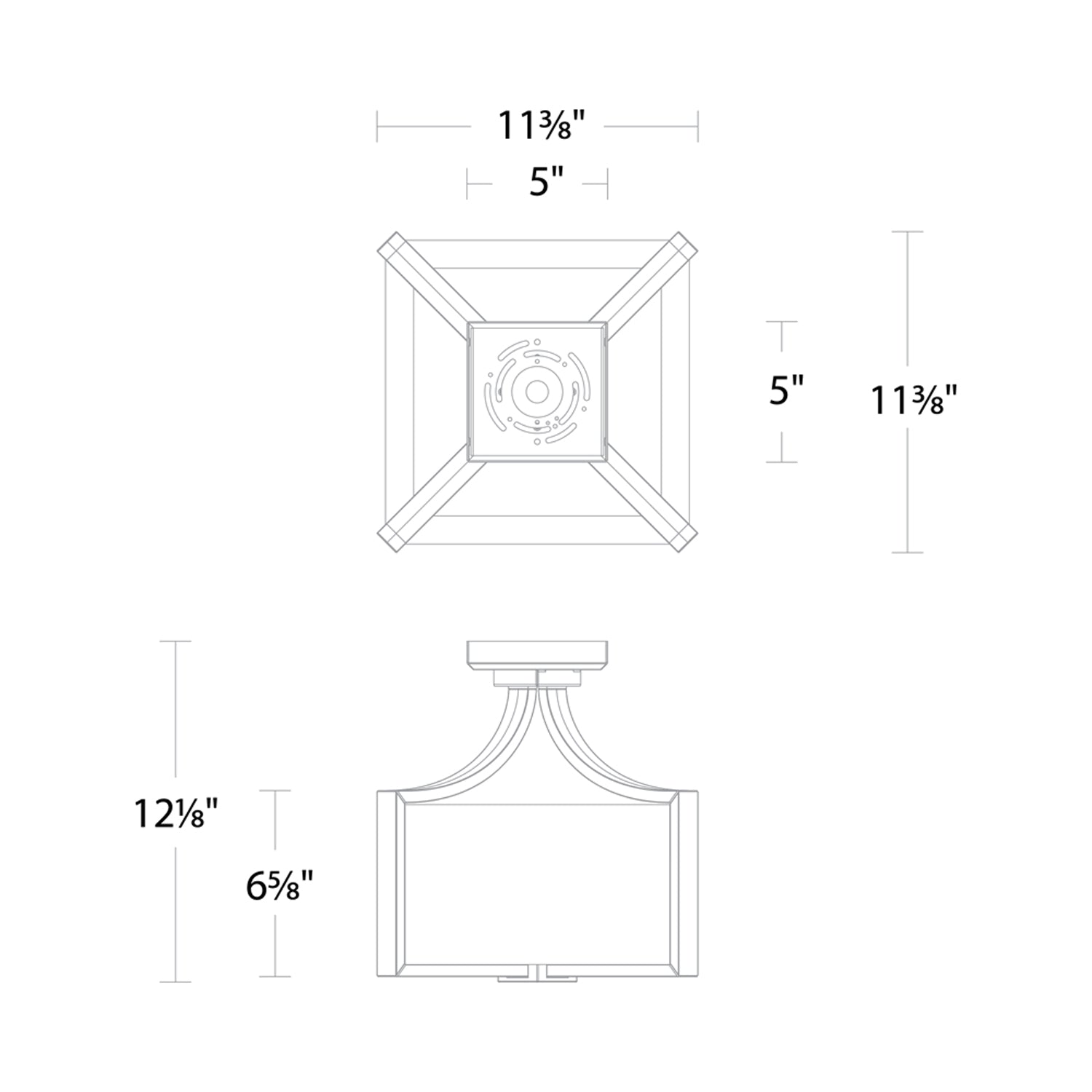 Emblem LED Flush Mount Ceiling Light - line drawing.
