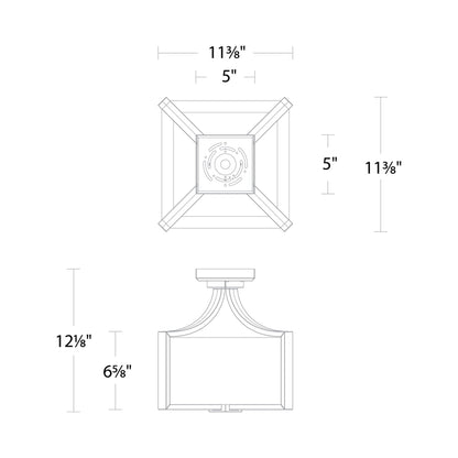 Emblem LED Flush Mount Ceiling Light - line drawing.