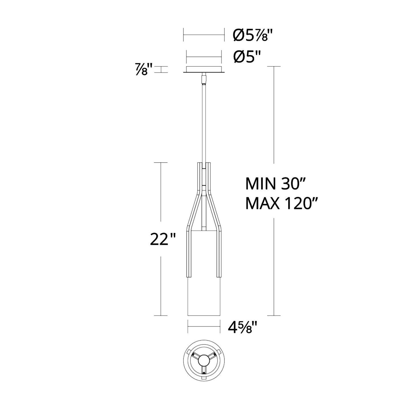 Firenze LED Pendant Light - line drawing.