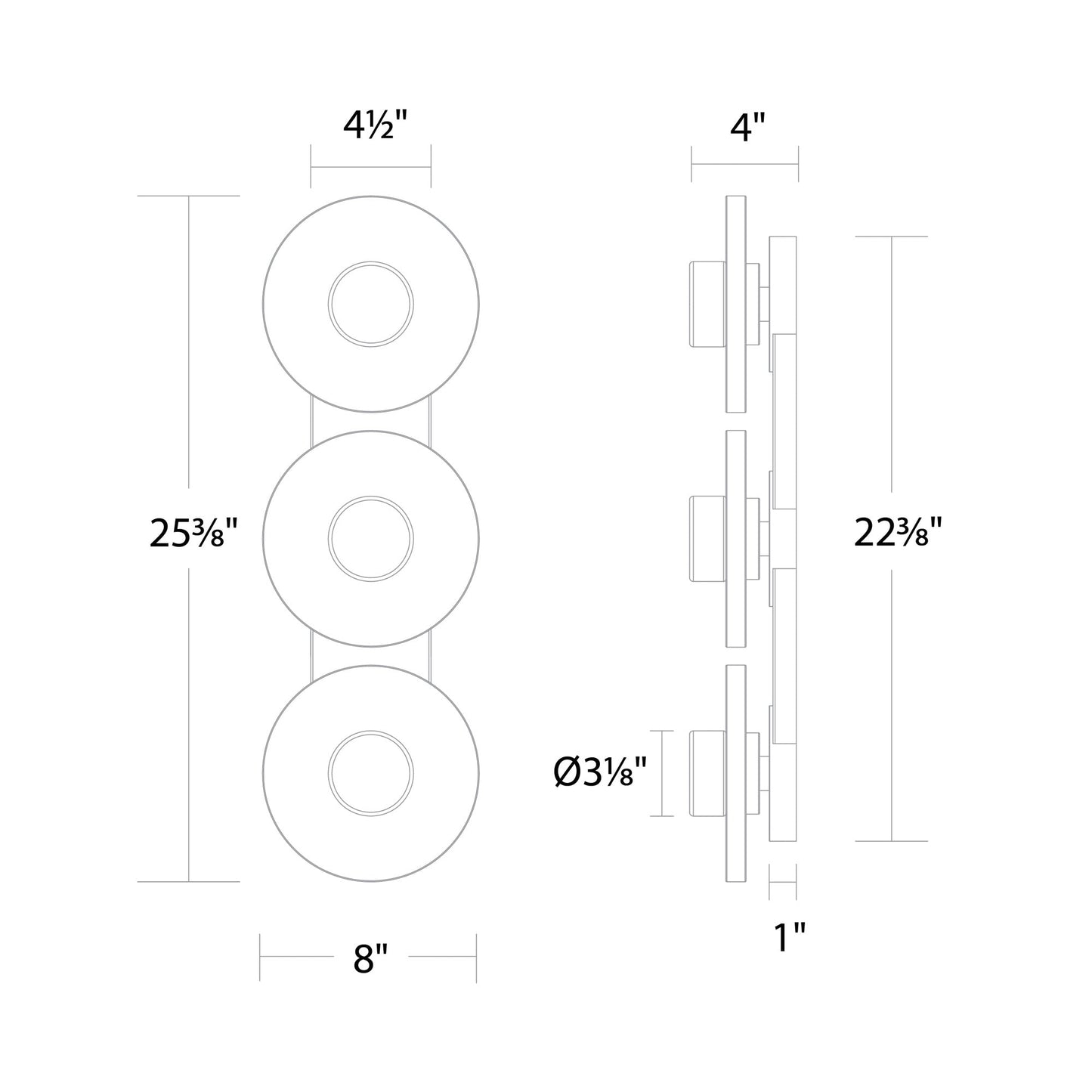 Fresco LED Bath Vanity Light - line drawing.