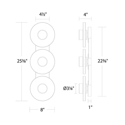 Fresco LED Bath Vanity Light - line drawing.