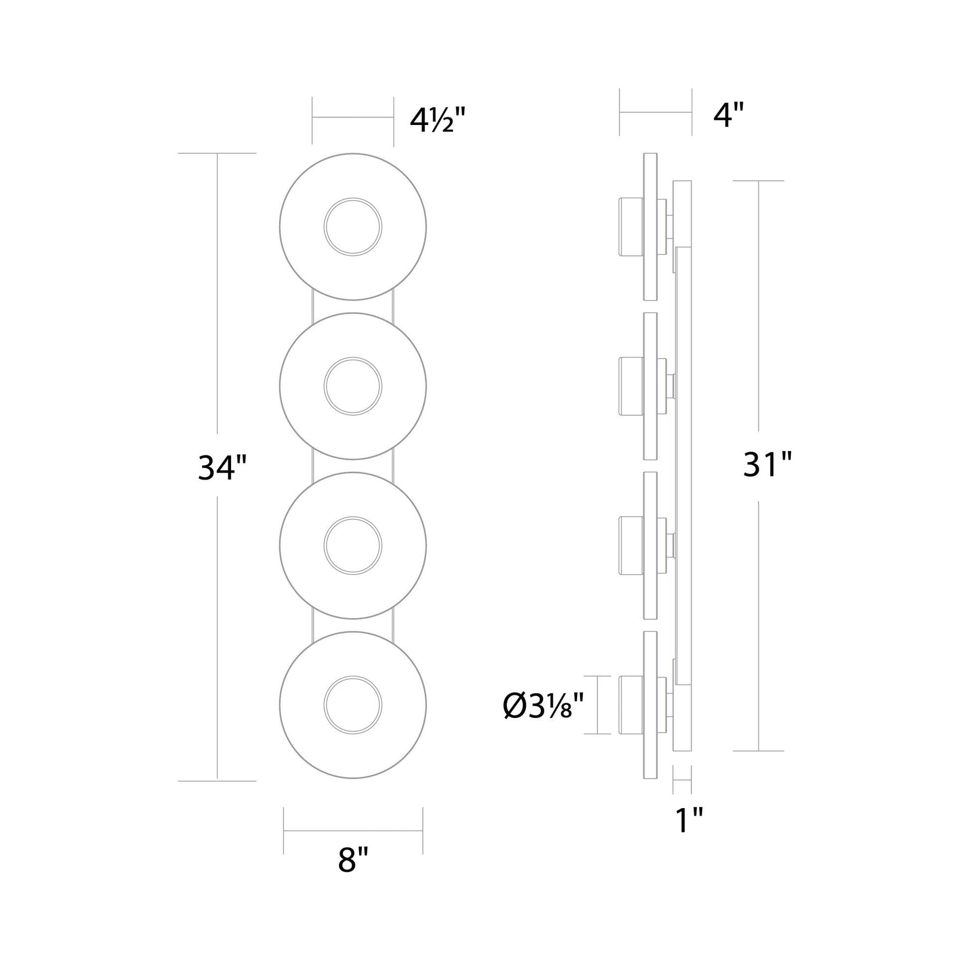 Fresco LED Bath Vanity Light - line drawing.