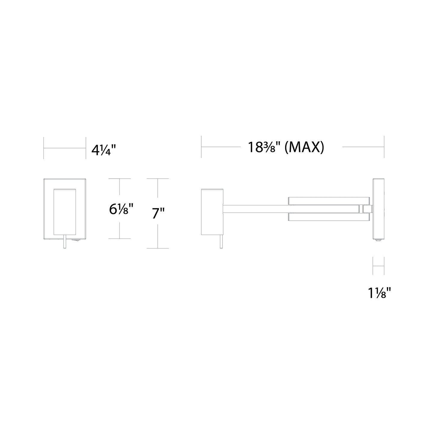 Gavel LED Swing Arm Wall Light - line drawing.