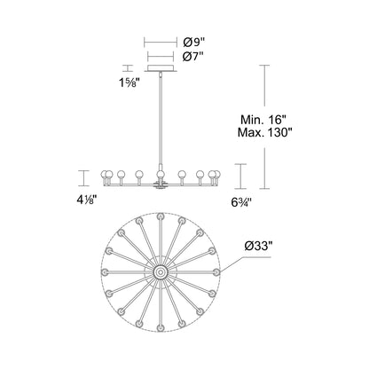 Glammis LED Pendant Light - line drawing.