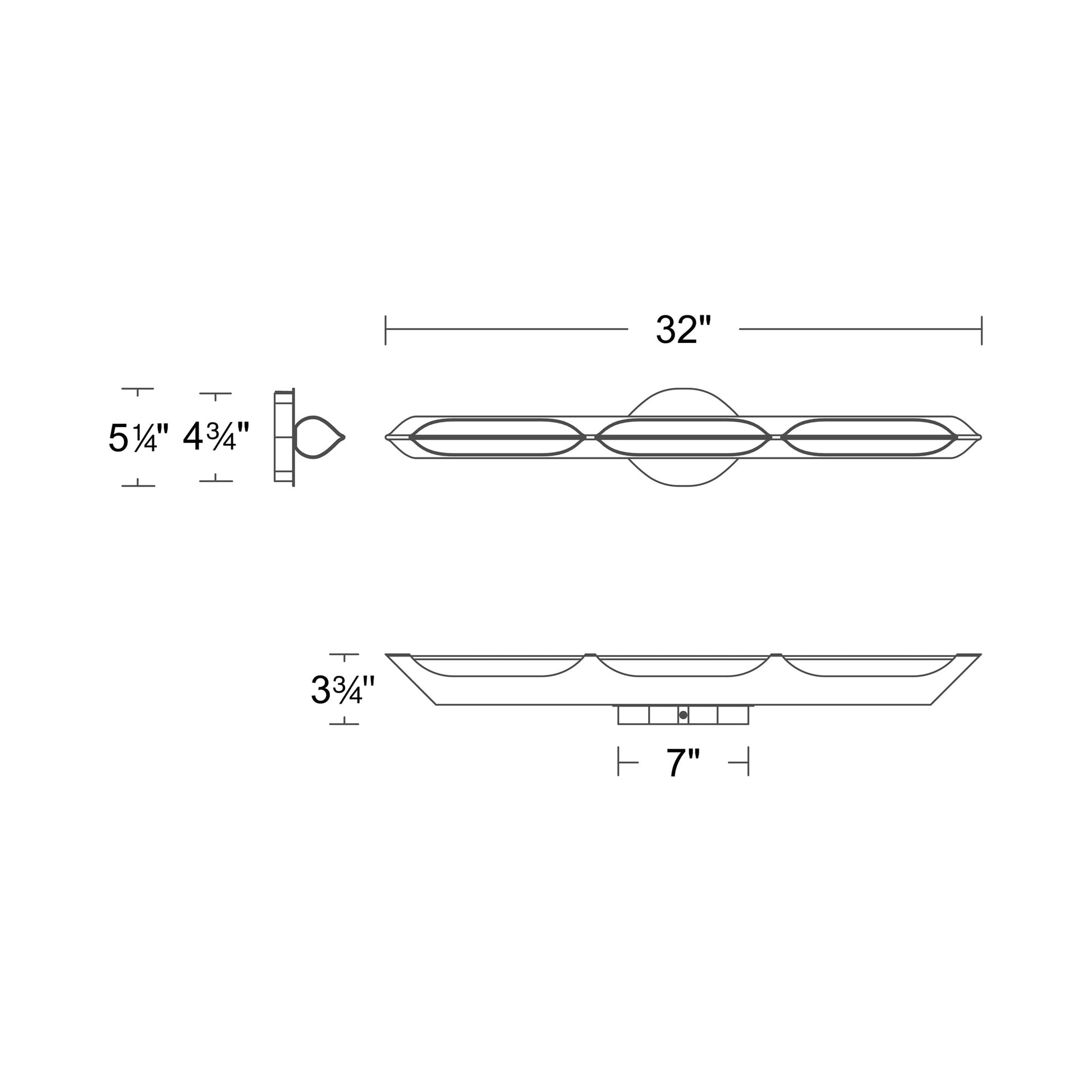 Hadleigh LED Bath Vanity Light - line drawing.