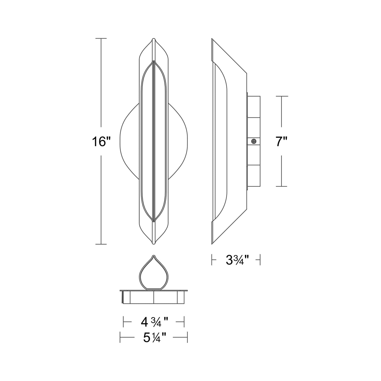 Hadleigh LED Bath Wall Light - line drawing.