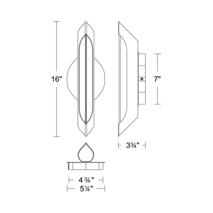 Hadleigh LED Bath Wall Light - line drawing.
