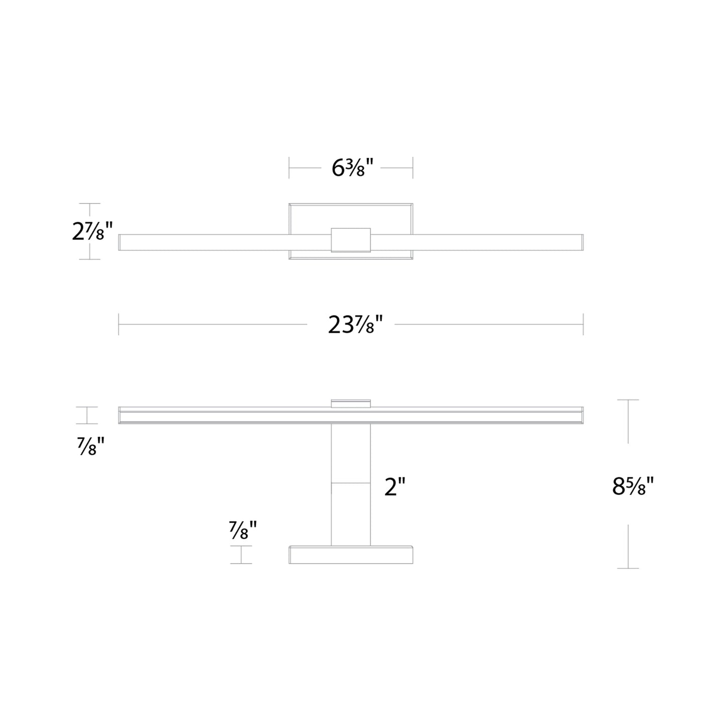 Inlet LED Picture Light - line drawing.