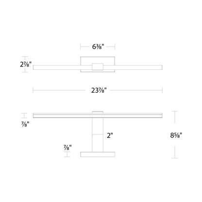 Inlet LED Picture Light - line drawing.