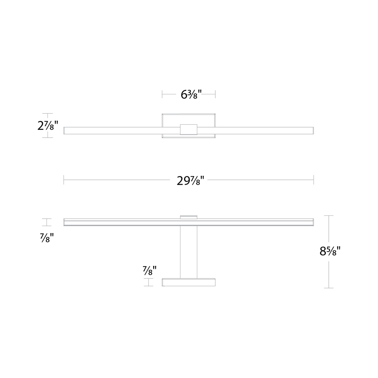 Inlet LED Picture Light - line drawing.