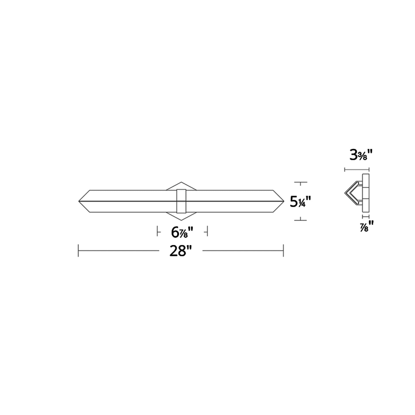 Javelin LED Bath Vanity Light - line drawing.