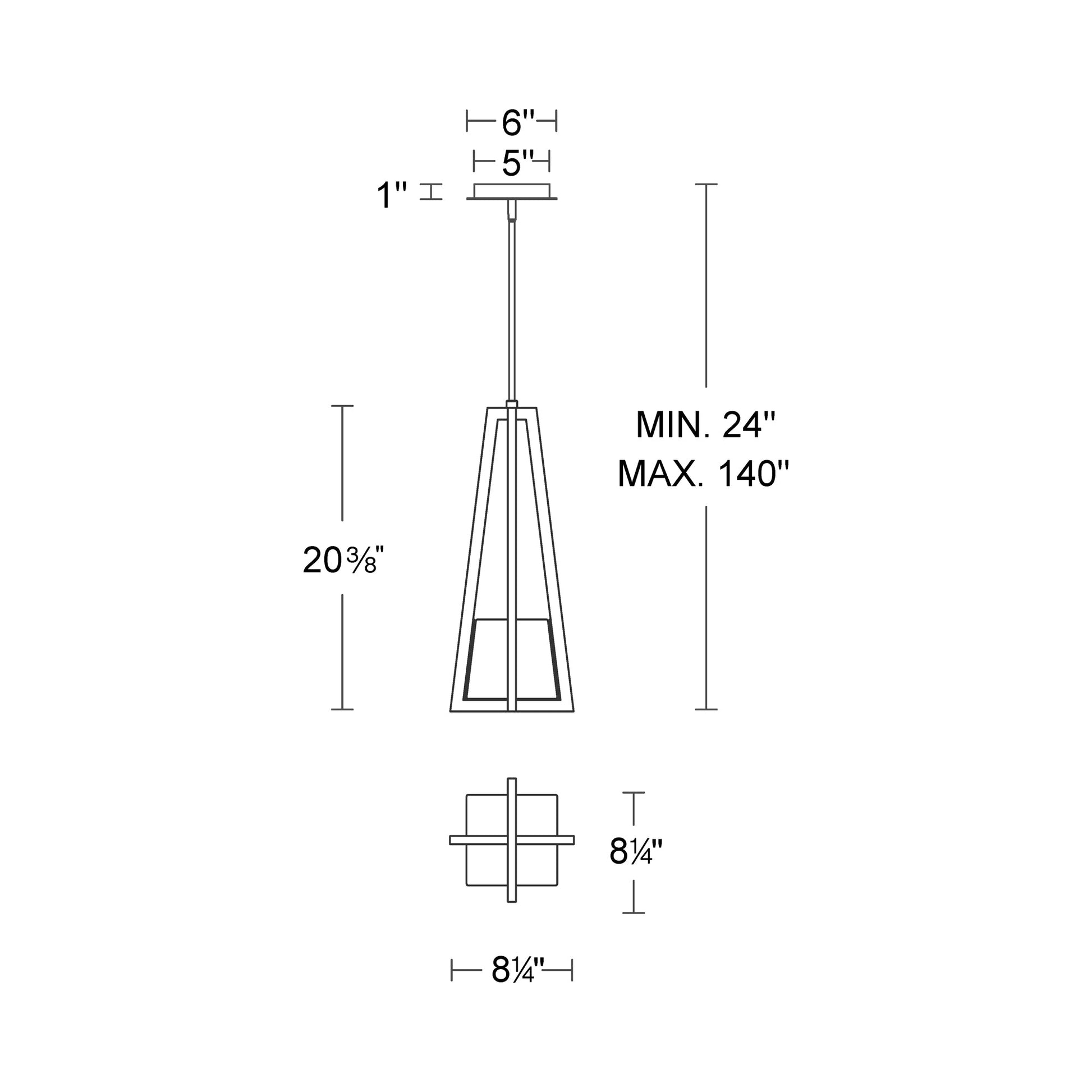 Karie LED Pendant Light - line drawing.