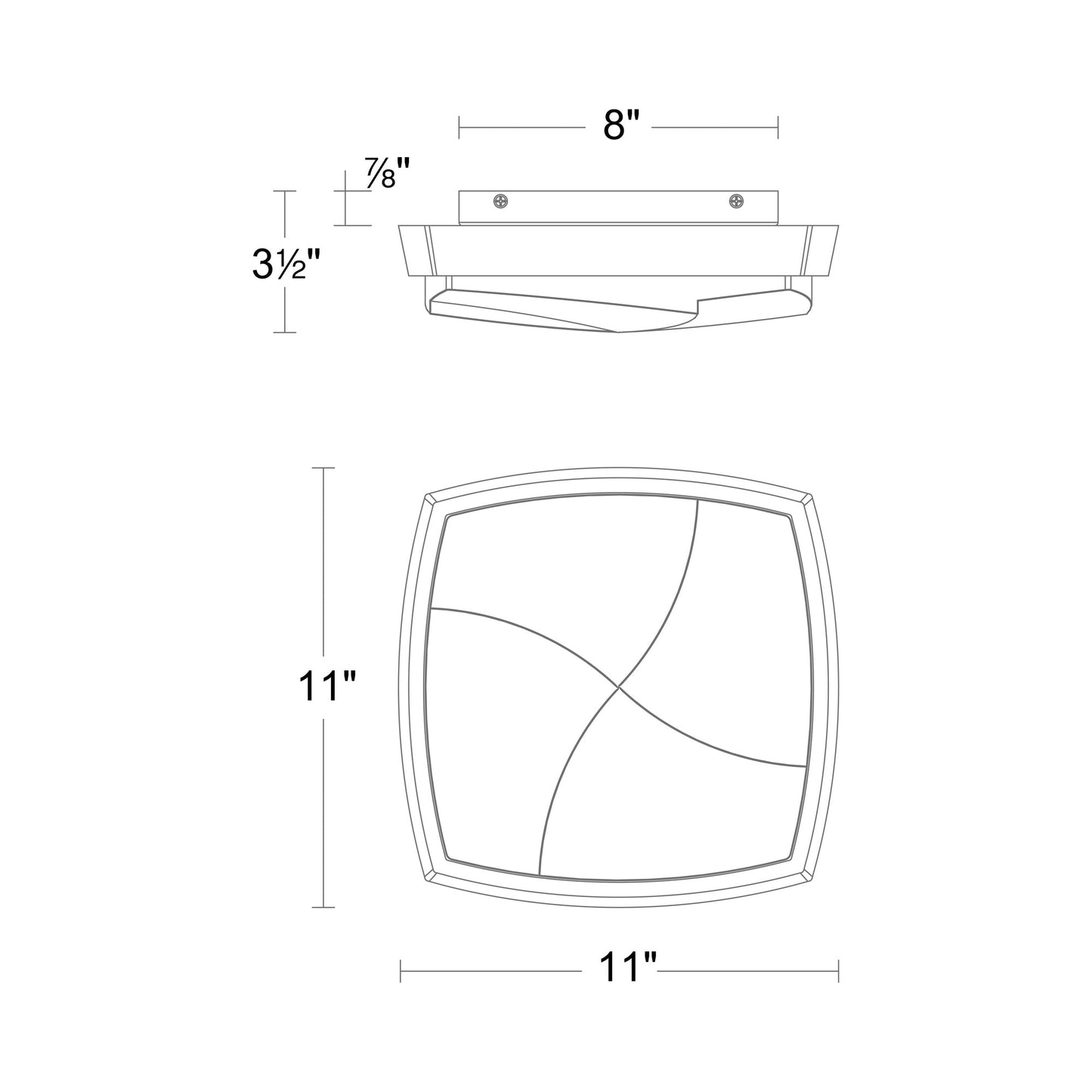 Kenji LED Flush Mount Ceiling Light - line drawing.