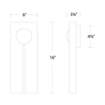 Keyhole Outdoor LED Wall Light - line drawing.