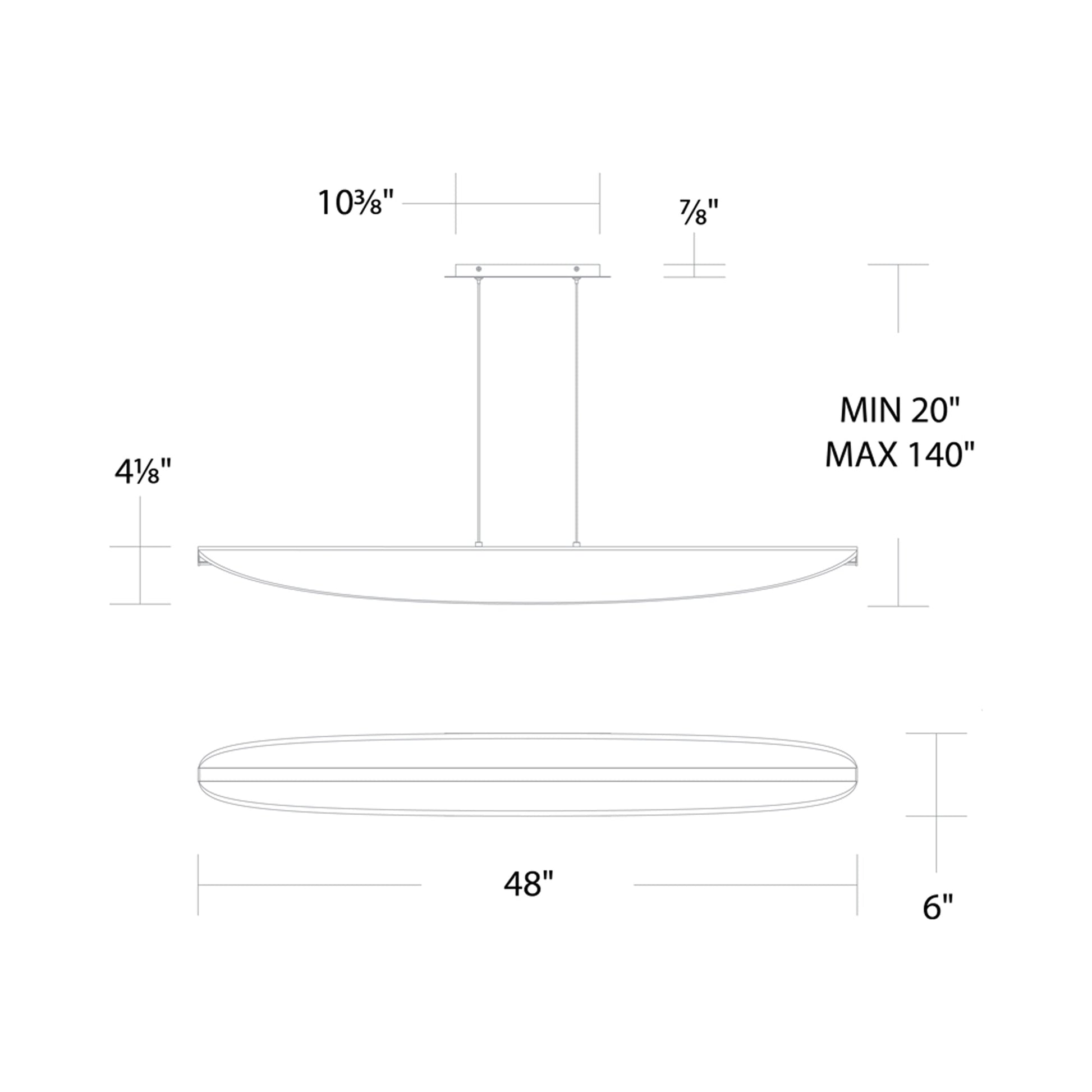 Kiefer LED Linear Pendant Light - line drawing.