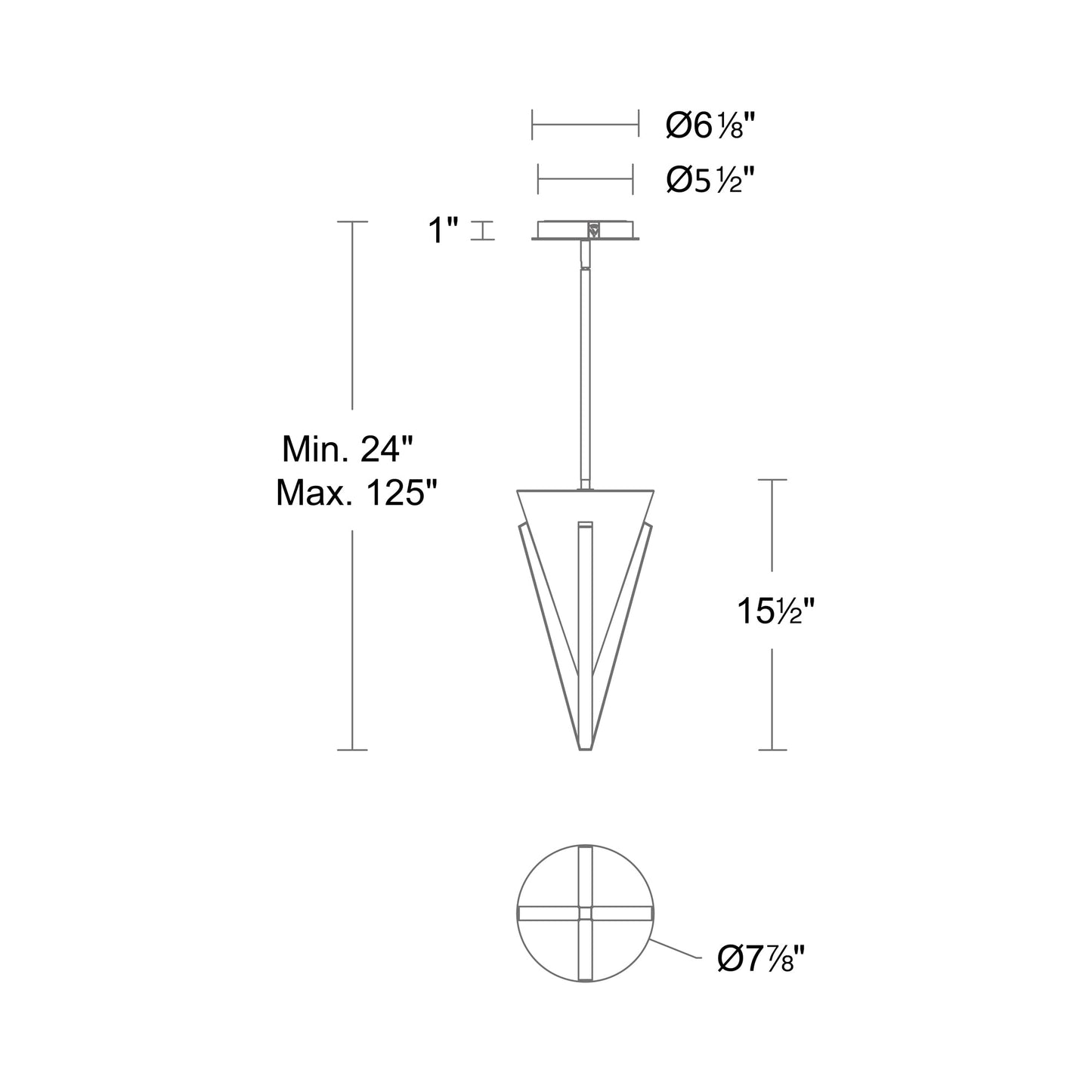 Kiernan LED Pendant Light - line drawing.