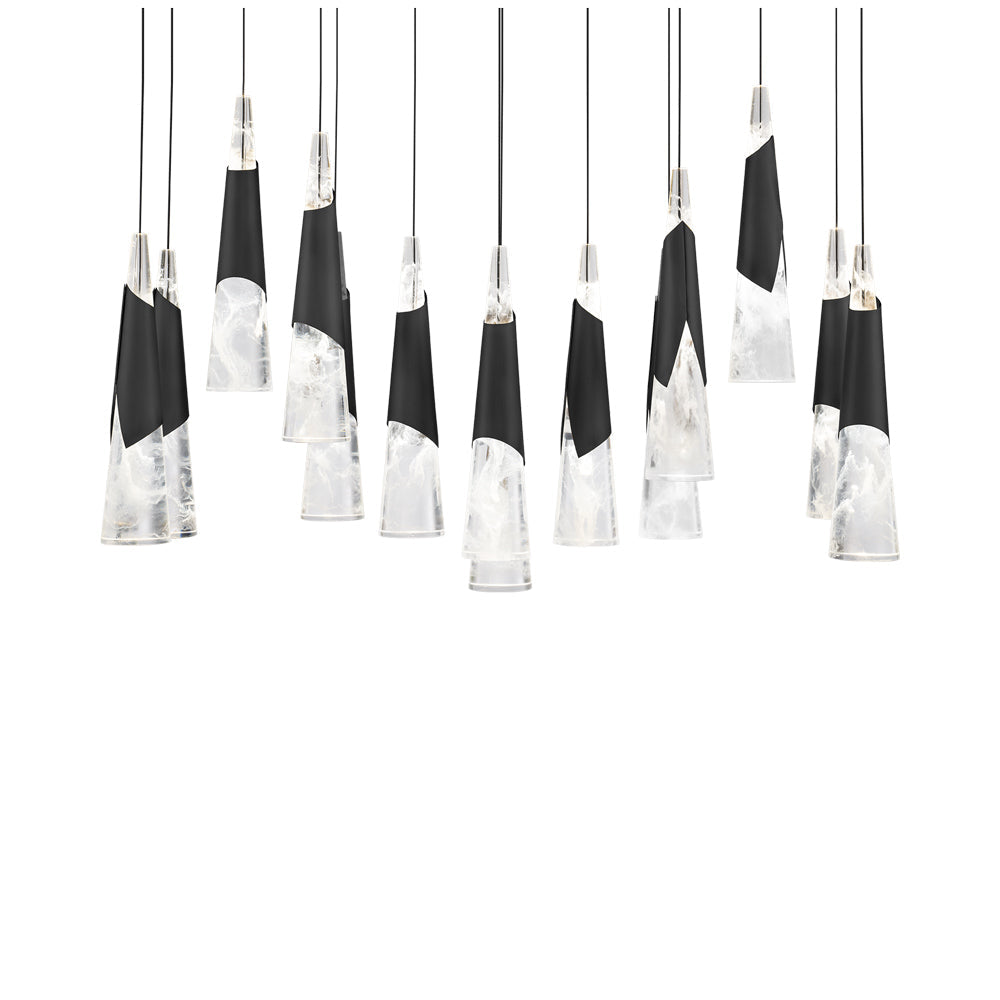 Kilt LED Linear Pendant Light in Black (14-Light).