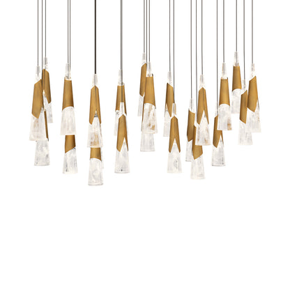 Kilt LED Linear Pendant Light in Aged Brass (23-Light).