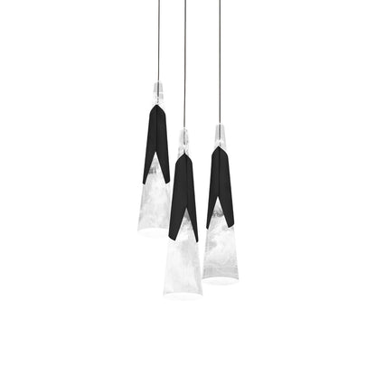 Kilt Round LED Pendant Light in Black (3-Light).