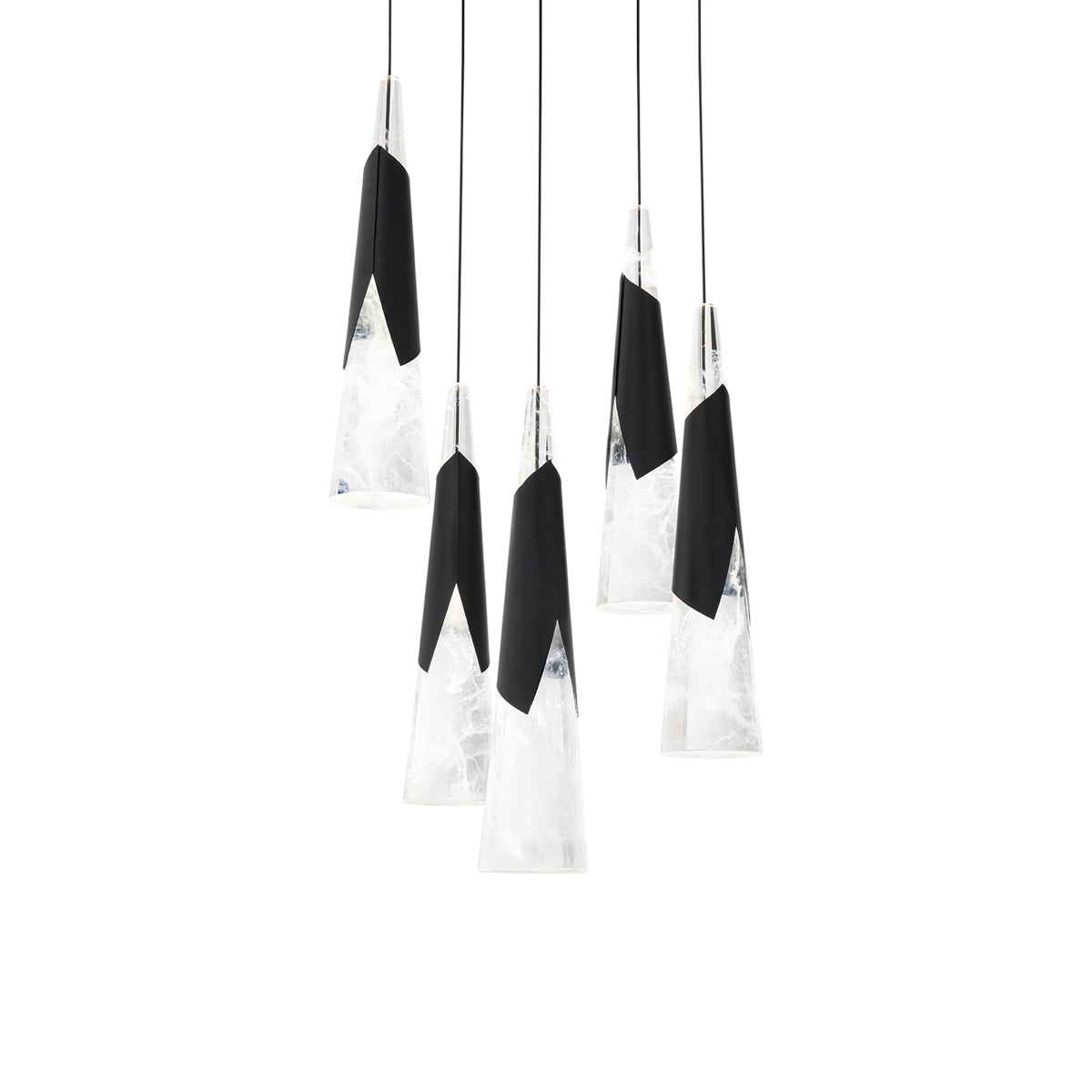 Kilt Round LED Pendant Light in Black (5-Light).