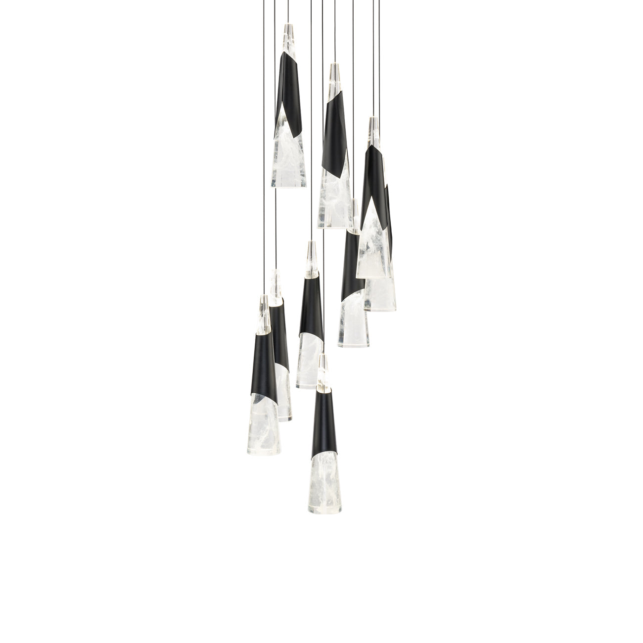 Kilt Round LED Pendant Light in Black (9-Light).