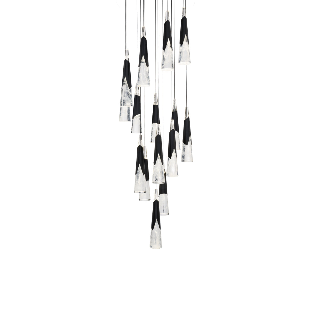 Kilt Round LED Pendant Light in Black (15-Light).