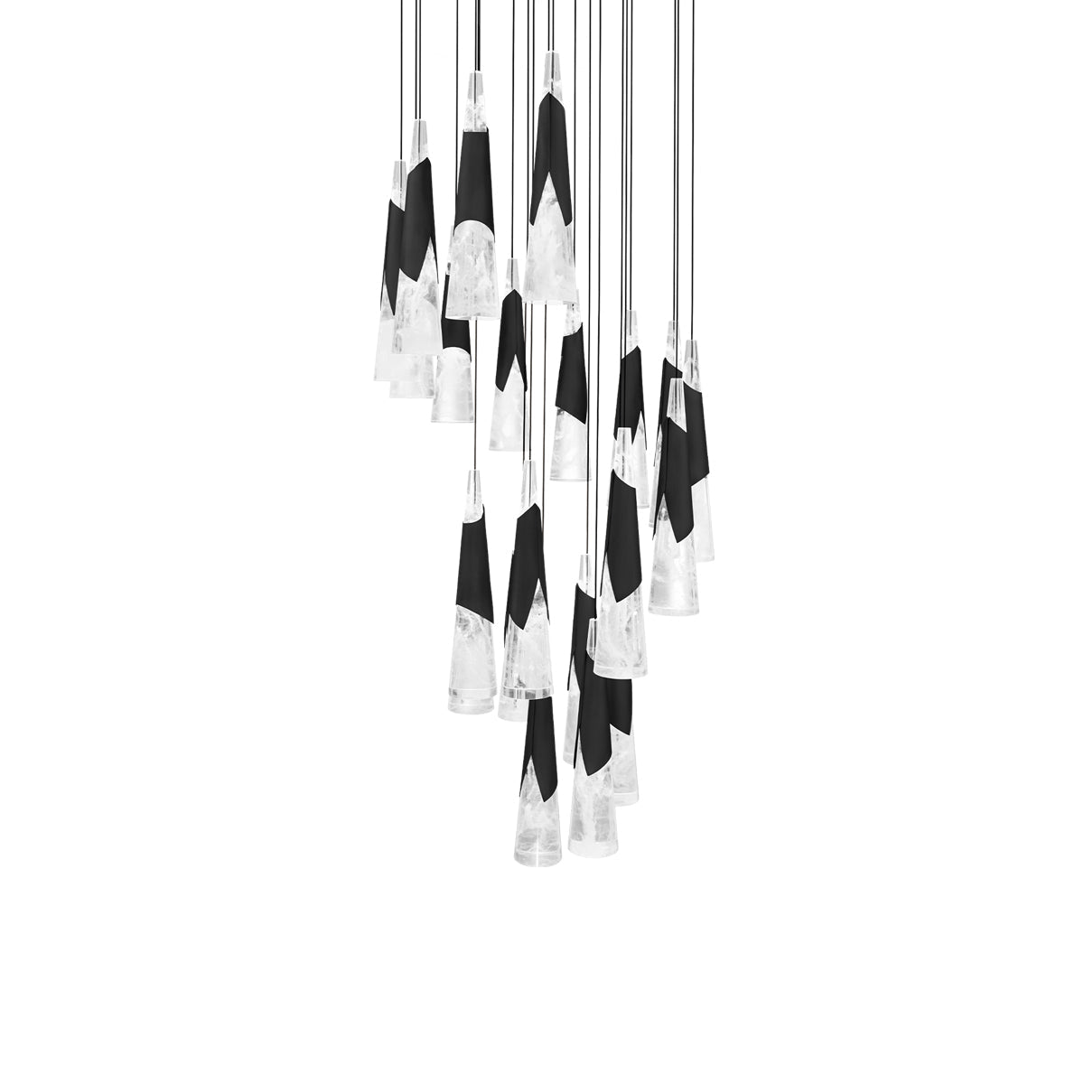 Kilt Round LED Pendant Light in Black (21-Light).