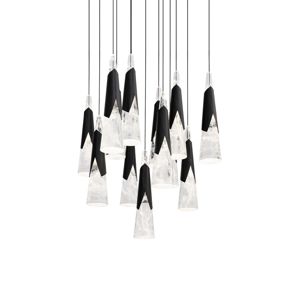 Kilt Square LED Pendant Light in Black (13-Light).