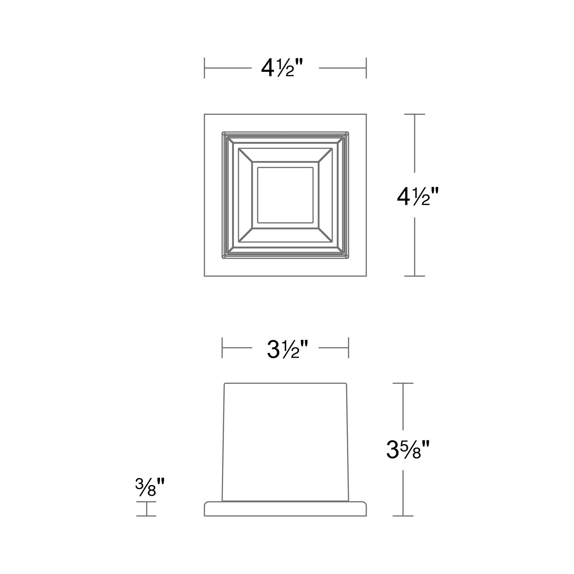 Kube Outdoor LED Flush Mount Ceiling Light - line drawing.