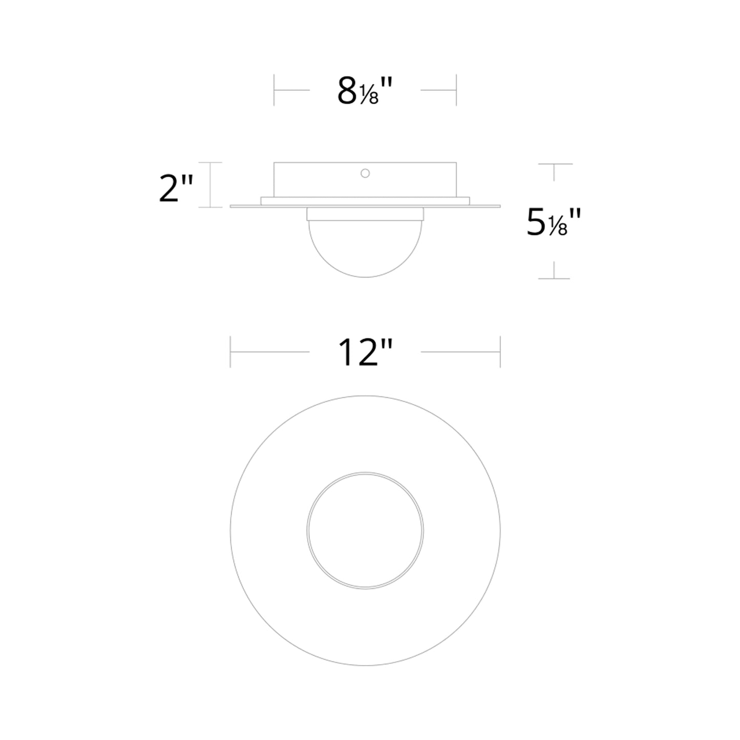 Landed LED Flush Mount Ceiling Light - line drawing.