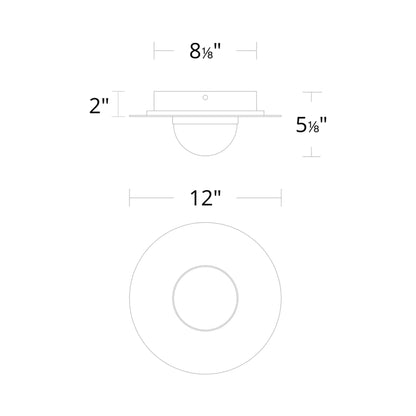 Landed LED Flush Mount Ceiling Light - line drawing.