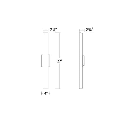 Lanza LED Bath Wall Light - line drawing.