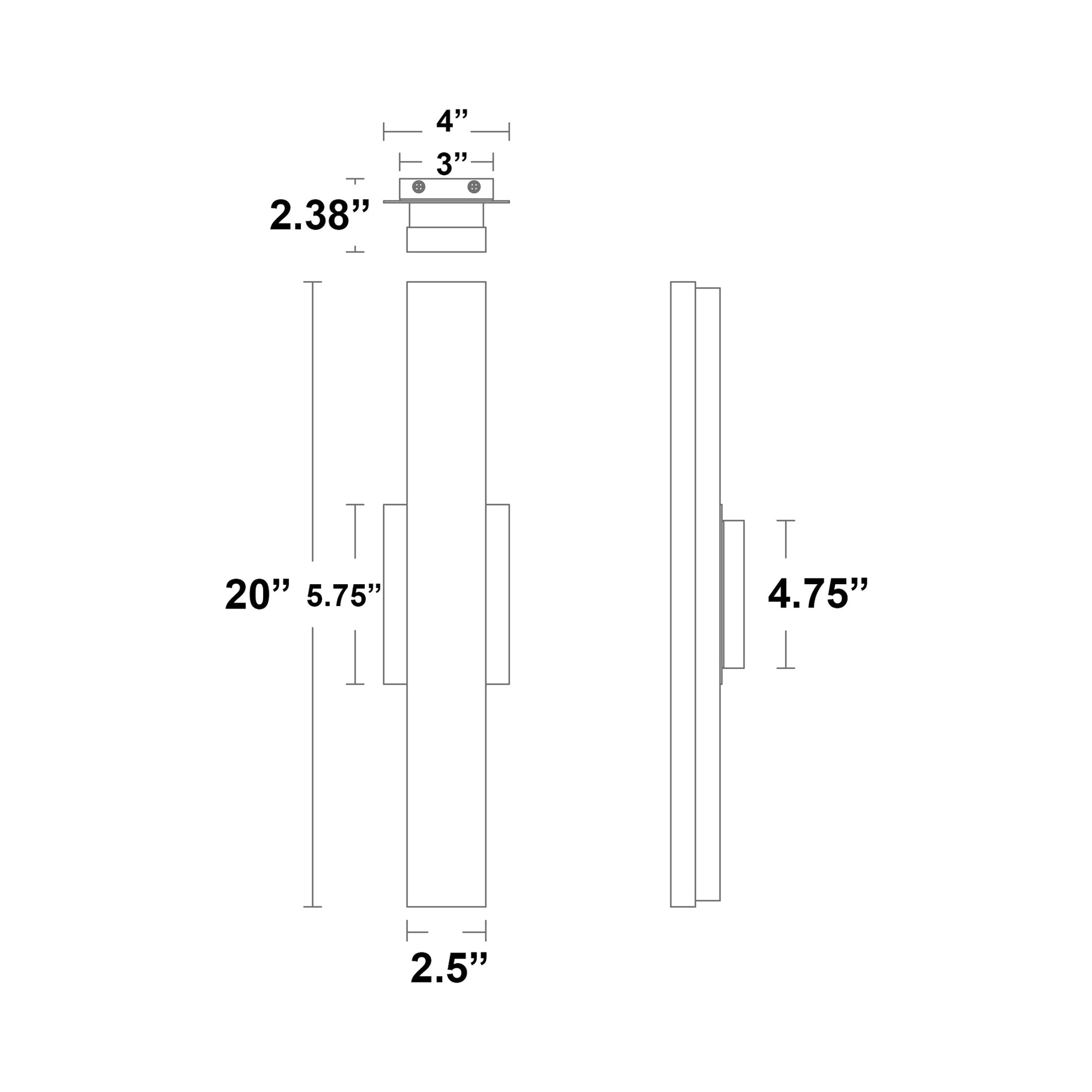 Lanza LED Bath Wall Light - line drawing.