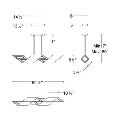 Lyris LED Pendant Light - line drawing.