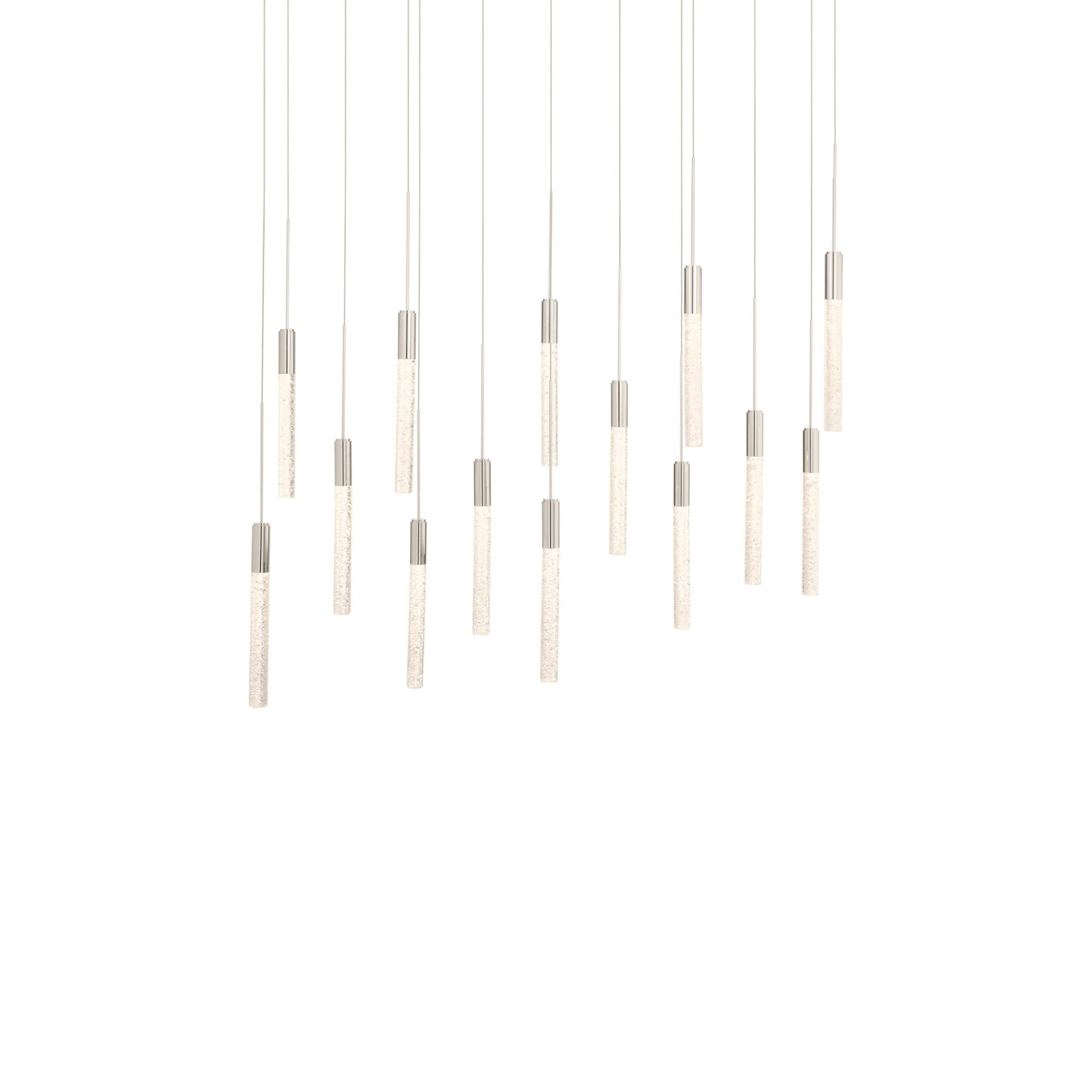 Magic Linear LED Chandelier in Polish Nickel (14-Light).